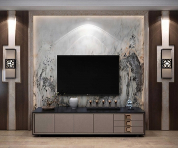 New Chinese Style TV Wall-ID:246311909