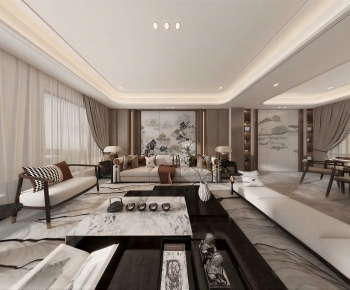 New Chinese Style A Living Room-ID:798367988