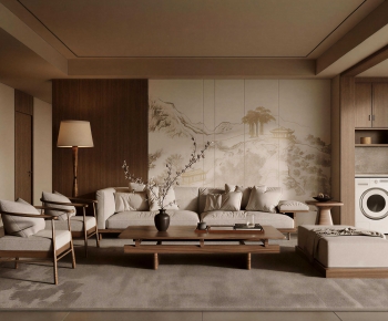 New Chinese Style A Living Room-ID:817821982