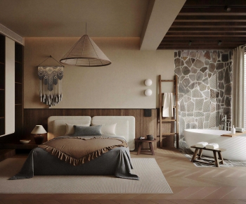 Wabi-sabi Style Bedroom-ID:384810927