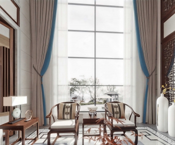 New Chinese Style A Living Room-ID:888519361