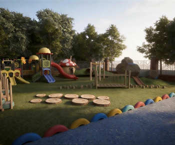 Modern Outdoor Space In Kindergarten-ID:370446926