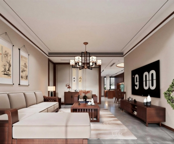 New Chinese Style A Living Room-ID:124423034
