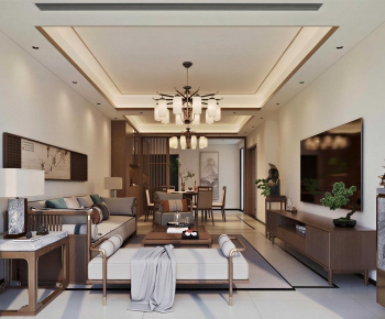New Chinese Style A Living Room-ID:301095965
