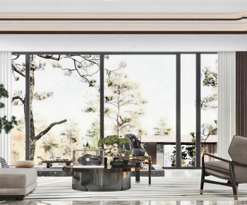New Chinese Style A Living Room-ID:669651098