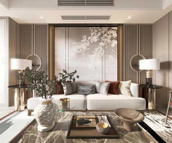 New Chinese Style A Living Room-ID:313510898