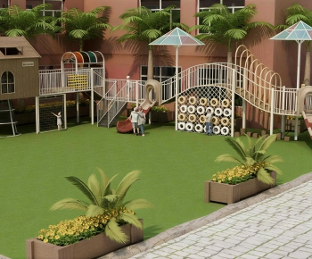 Modern Outdoor Space In Kindergarten-ID:704150255