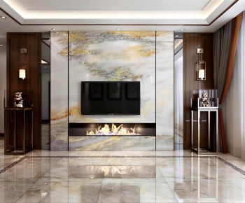 New Chinese Style A Living Room-ID:632927895