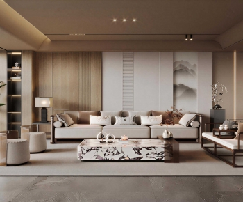 New Chinese Style A Living Room-ID:376003982