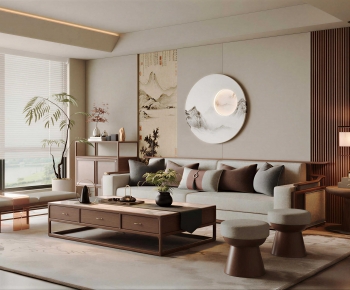 New Chinese Style A Living Room-ID:499983077