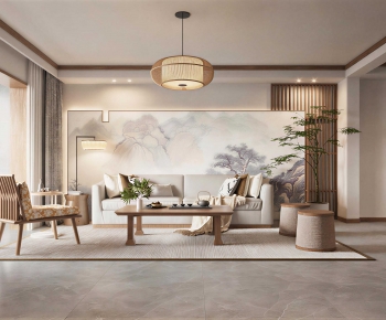 New Chinese Style A Living Room-ID:389204984