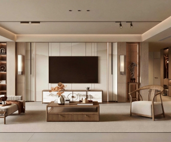 New Chinese Style A Living Room-ID:125492106