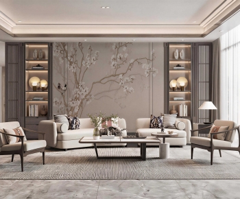 New Chinese Style A Living Room-ID:663953076