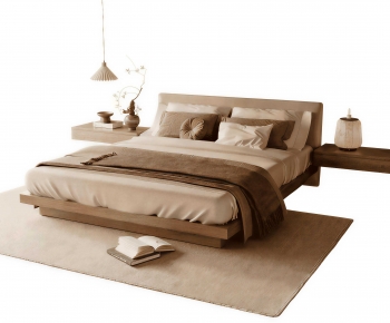 Wabi-sabi Style Double Bed-ID:183389232