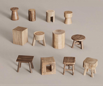 Wabi-sabi Style Stool-ID:974292044