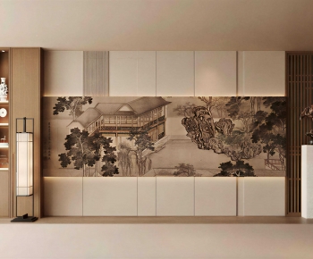 New Chinese Style TV Wall-ID:131490279