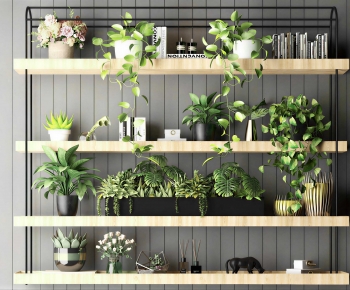 Industrial Style Potted Green Plant-ID:890968082