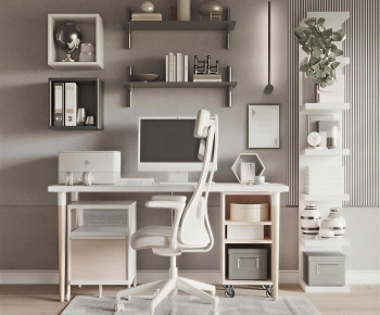 Modern Office Desk And Chair-ID:383816006