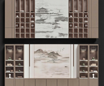 New Chinese Style TV Wall-ID:988559713