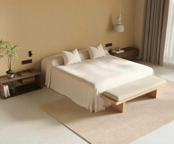 Wabi-sabi Style Double Bed-ID:580121991