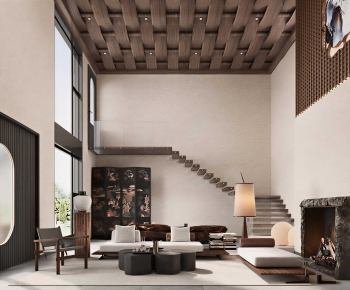 Wabi-sabi Style A Living Room-ID:755105026
