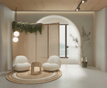 Wabi-sabi Style Office Living Room-ID:136723044