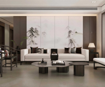 New Chinese Style A Living Room-ID:975127947