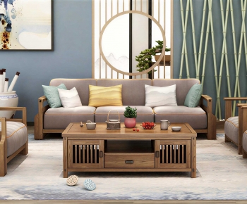 New Chinese Style Sofa Combination-ID:755110031