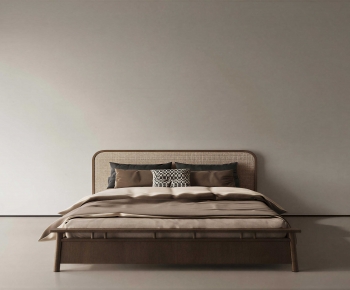 Wabi-sabi Style Double Bed-ID:309801162