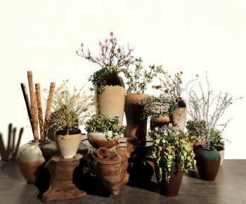 Wabi-sabi Style Potted Green Plant-ID:681035043