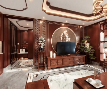 New Chinese Style A Living Room-ID:443968064