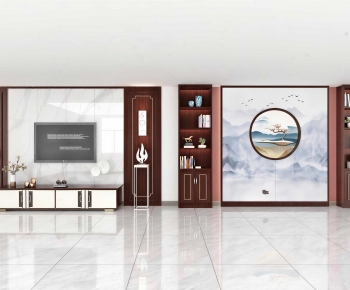 New Chinese Style TV Wall-ID:932905916