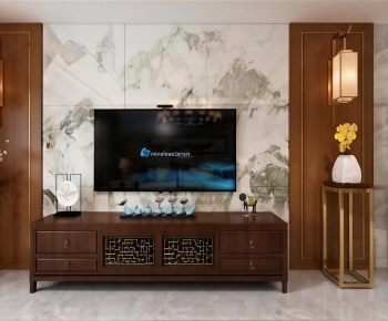 New Chinese Style TV Wall-ID:646277908