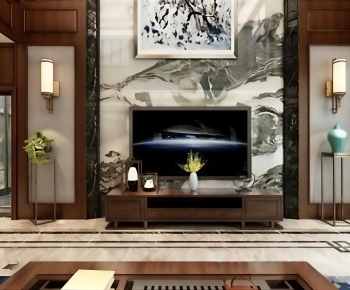 New Chinese Style A Living Room-ID:446755891