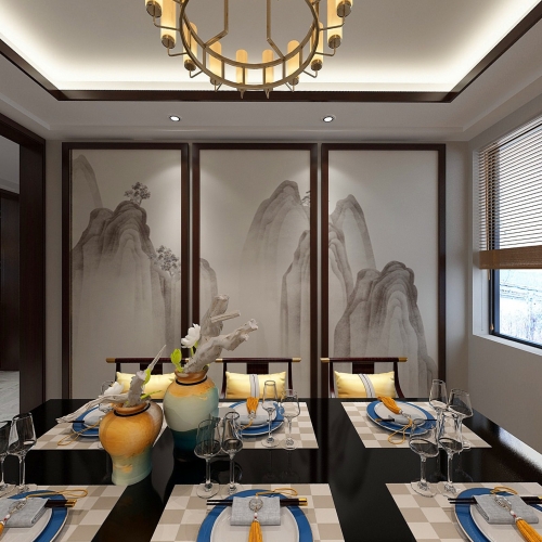 New Chinese Style Dining Room-ID:592292951