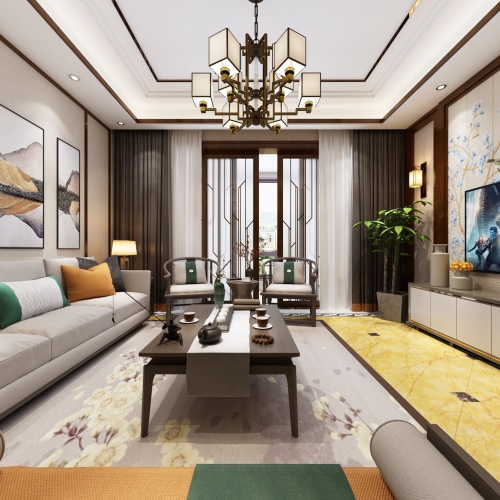 New Chinese Style A Living Room-ID:564901764