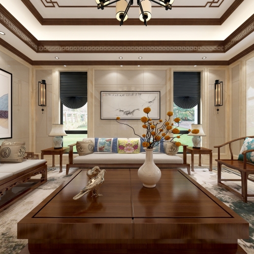 New Chinese Style A Living Room-ID:840017728