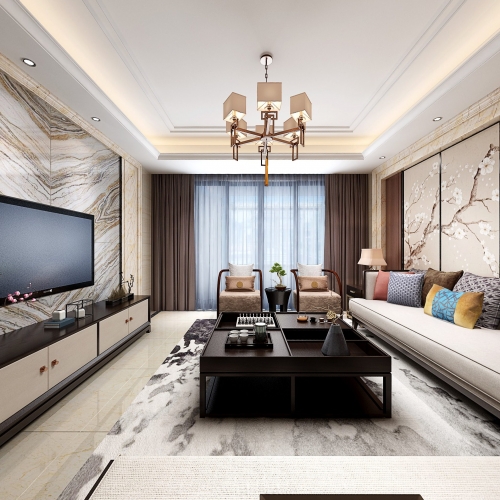 New Chinese Style A Living Room-ID:832176165
