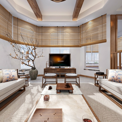 New Chinese Style A Living Room-ID:909390773