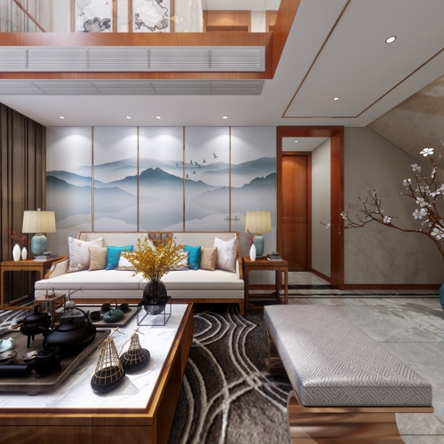 New Chinese Style A Living Room-ID:777073962