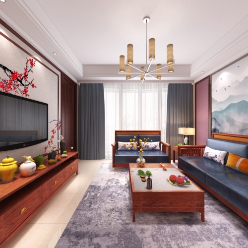 New Chinese Style A Living Room-ID:808313112