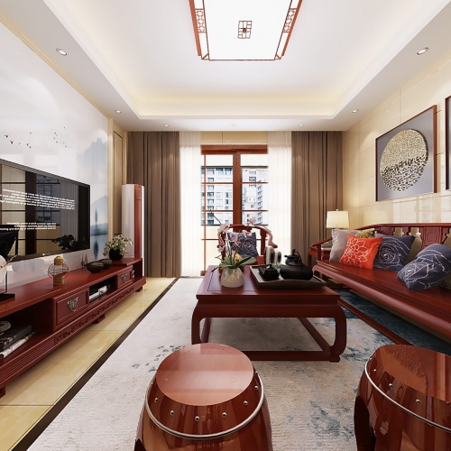 New Chinese Style A Living Room-ID:499488866