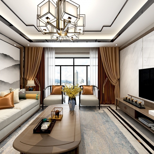 New Chinese Style A Living Room-ID:216165449
