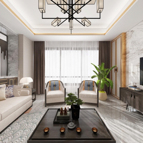 New Chinese Style A Living Room-ID:310851388