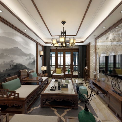 Chinese Style A Living Room-ID:805246851