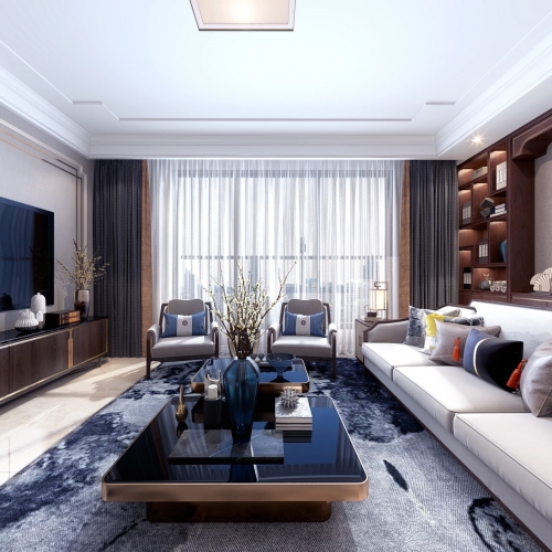 New Chinese Style A Living Room-ID:505463762