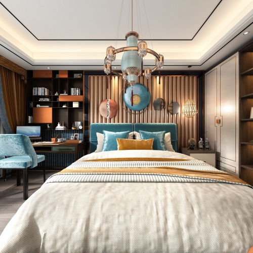 New Chinese Style Bedroom-ID:886904345