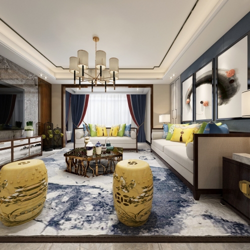 New Chinese Style A Living Room-ID:337885382