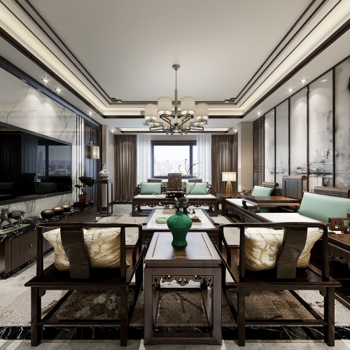 Chinese Style A Living Room-ID:417375954