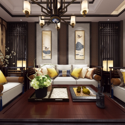 New Chinese Style A Living Room-ID:828085431